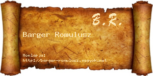 Barger Romulusz névjegykártya